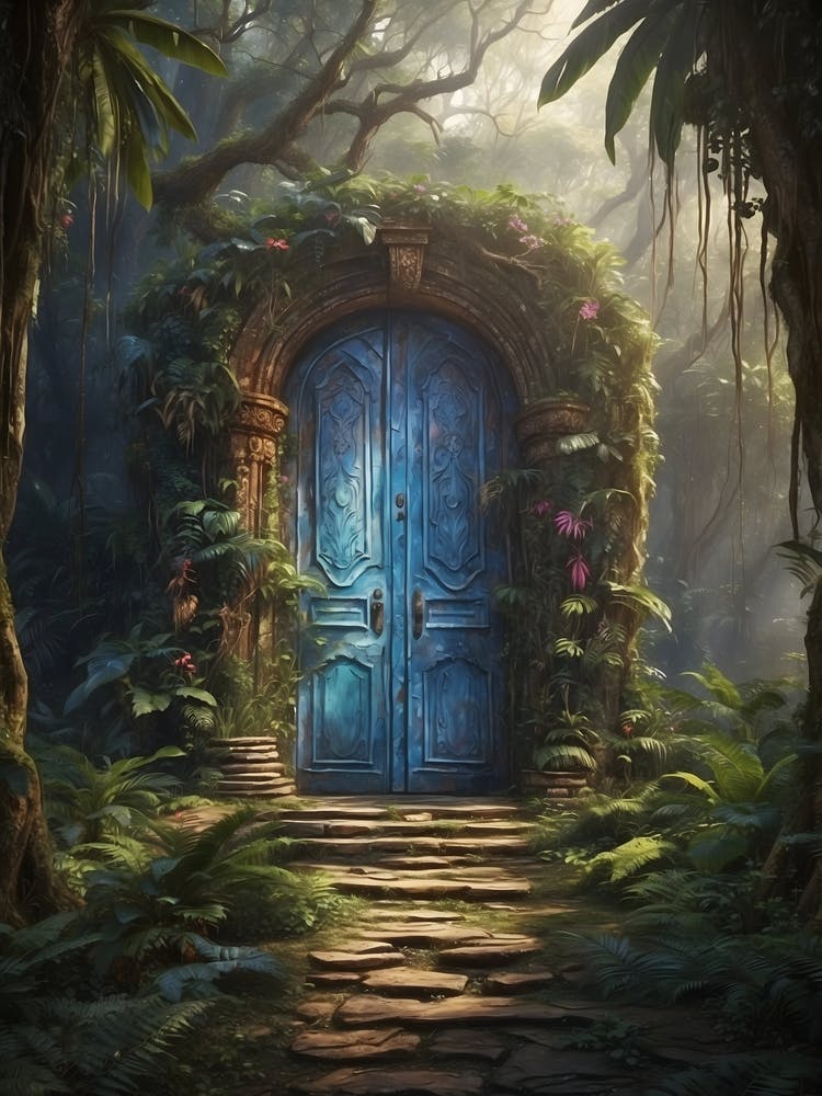 Blue Door In The Forest
