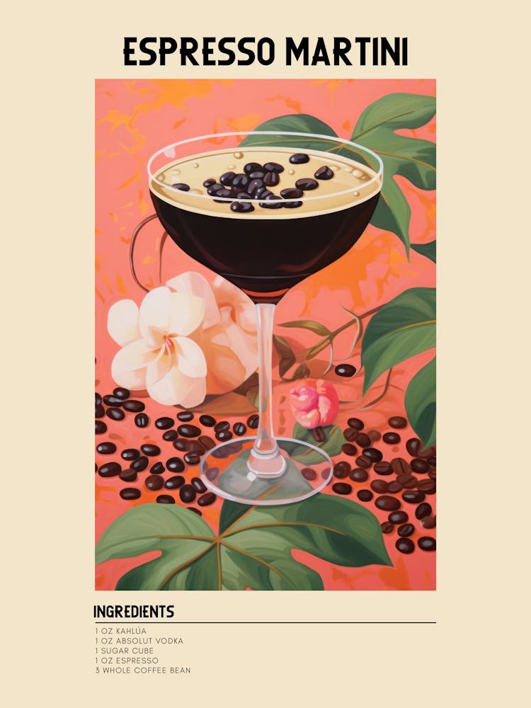 Espresso Martini Cocktail Ingredients Poster