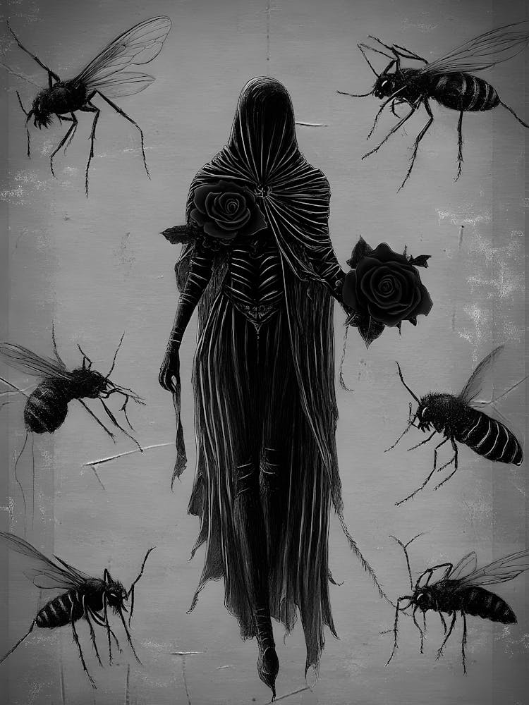 Woman Surrounded By Insects