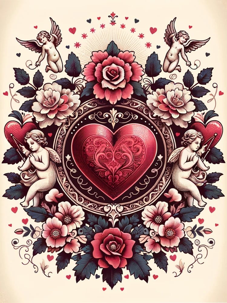 Love, roses, cupids