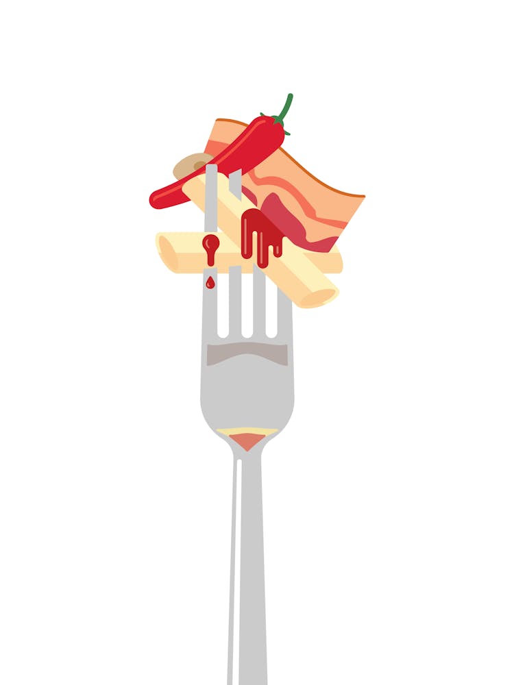 Fork With Bacon And Peppers