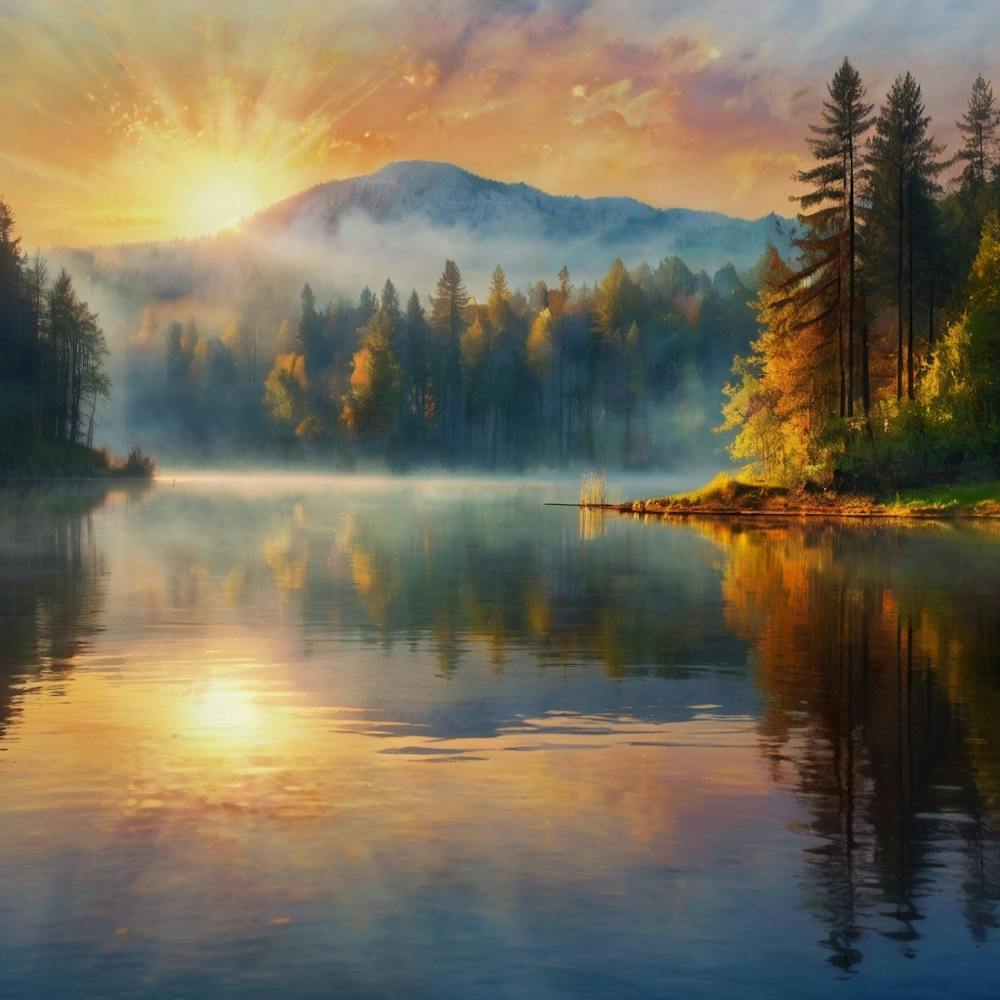 Default Beautiful Nature Photo Painting Of A Misty Sunrise On 0