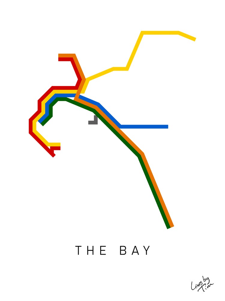 San Francisco The Bay retro map BART