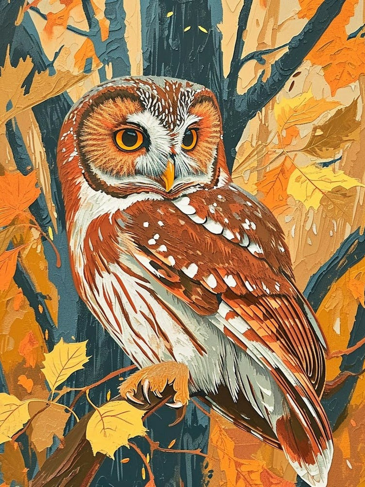 Northern Saw Whet Owl Relief Illustration 4
