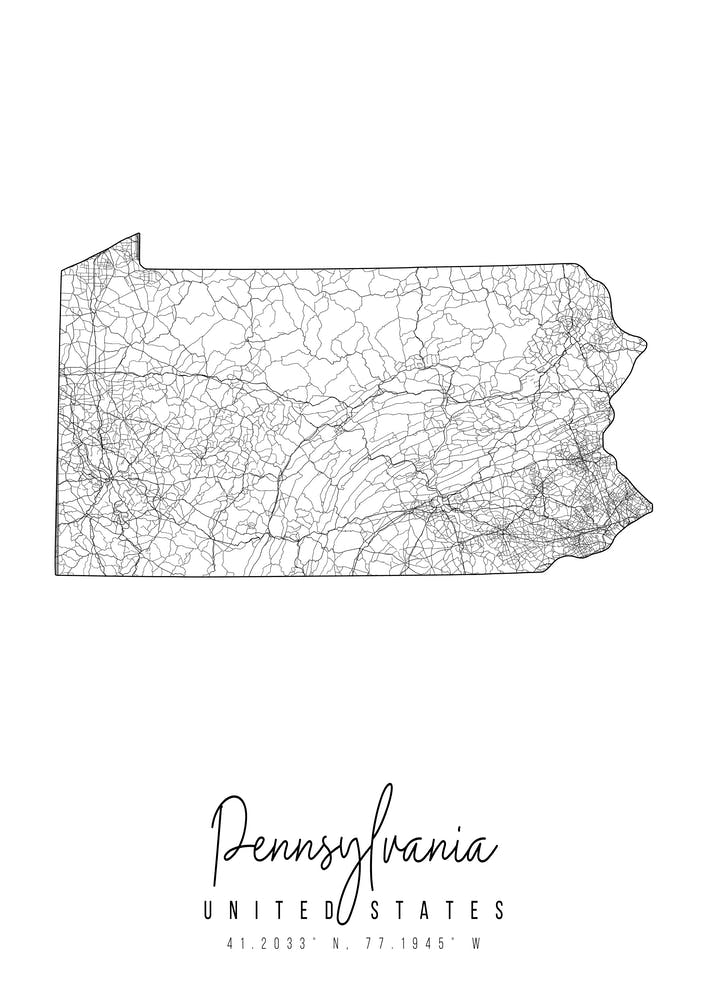 Pennsylvania Minimal Street Map