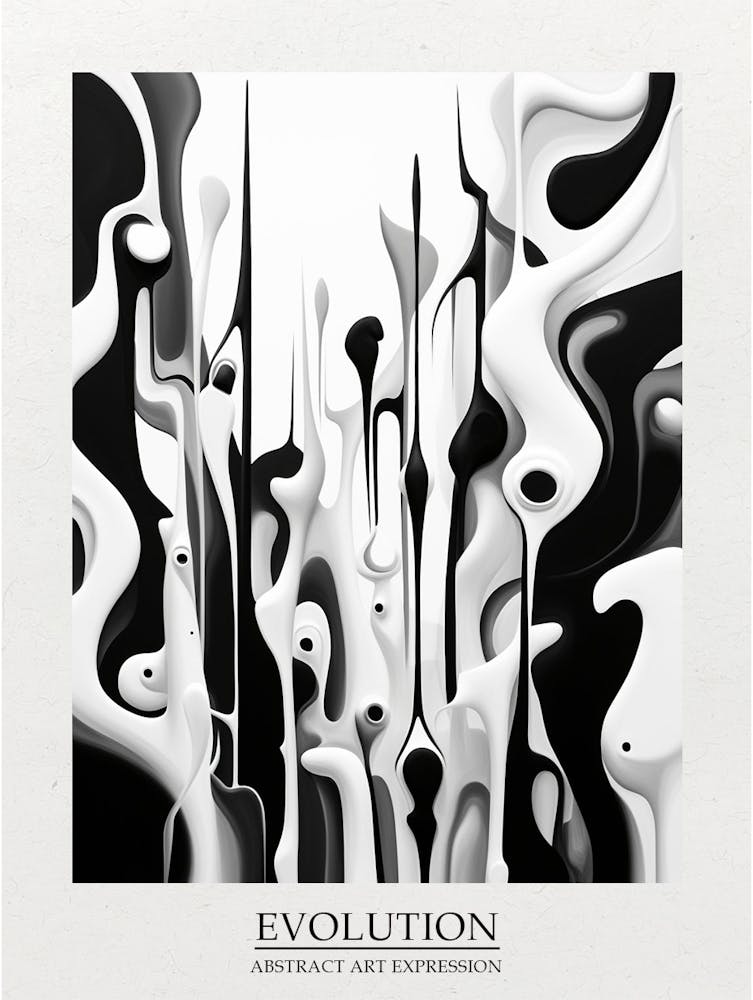 Evolution Abstract Black And White 4 Poster