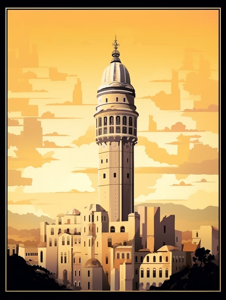 Galata Tower Modern Pixel Art 2