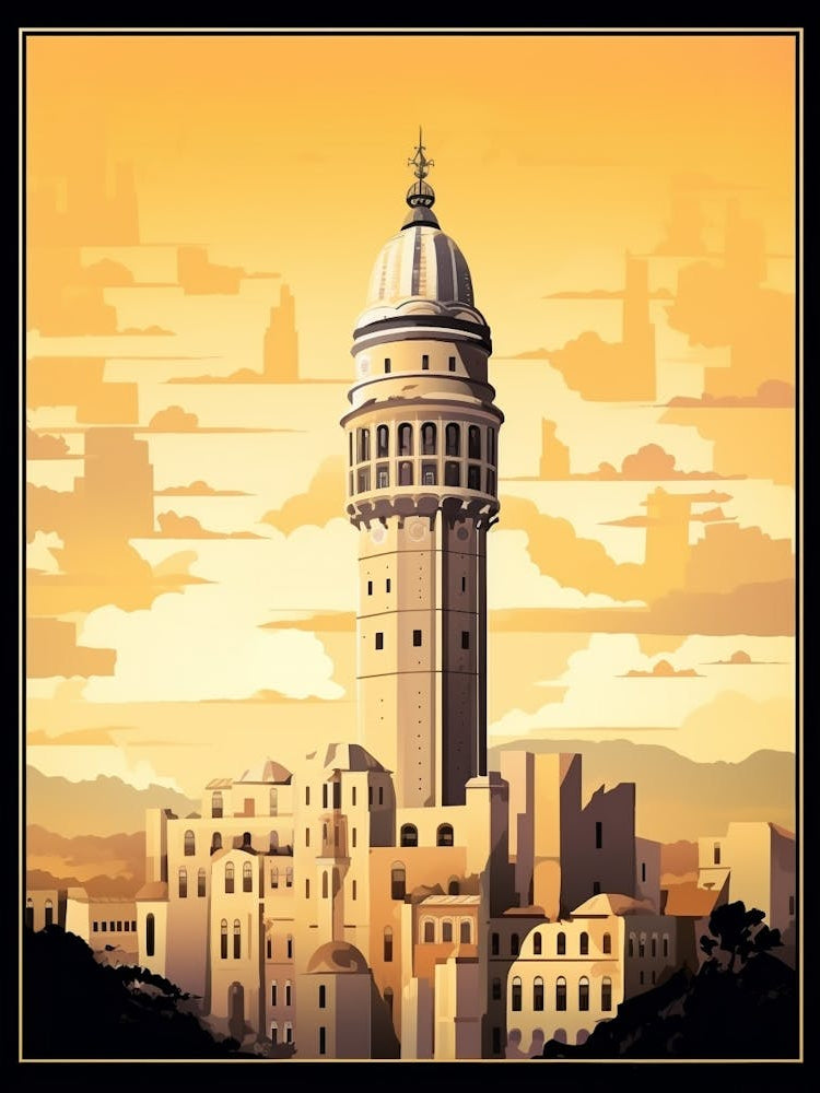 Galata Tower Modern Pixel Art 2