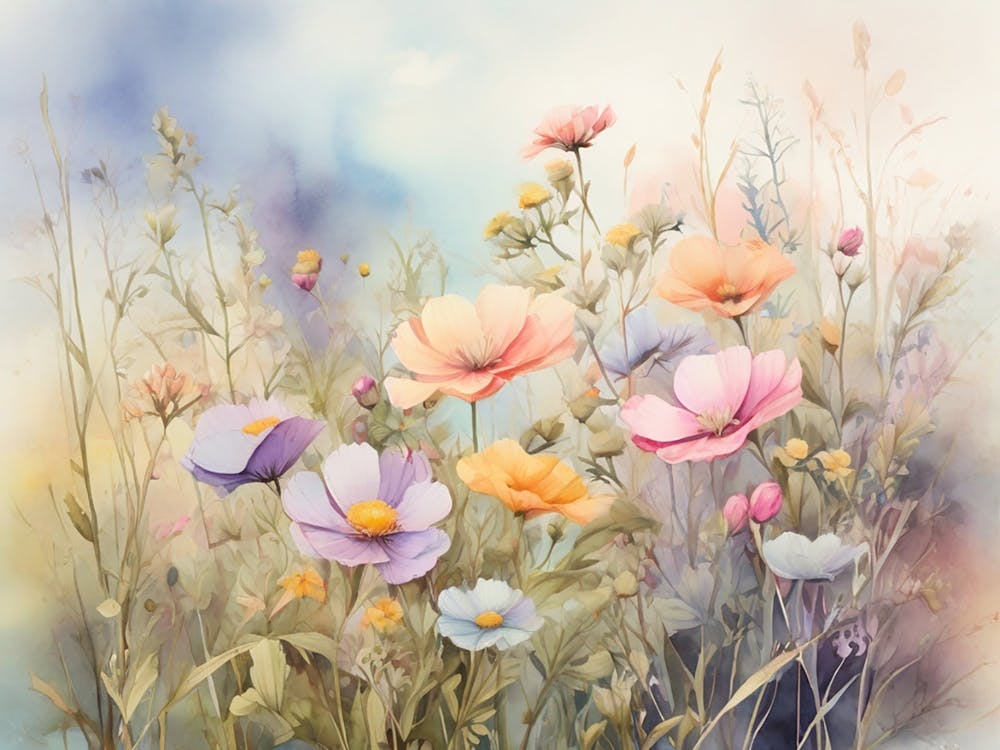 Flowers In The Meadow paintings art print