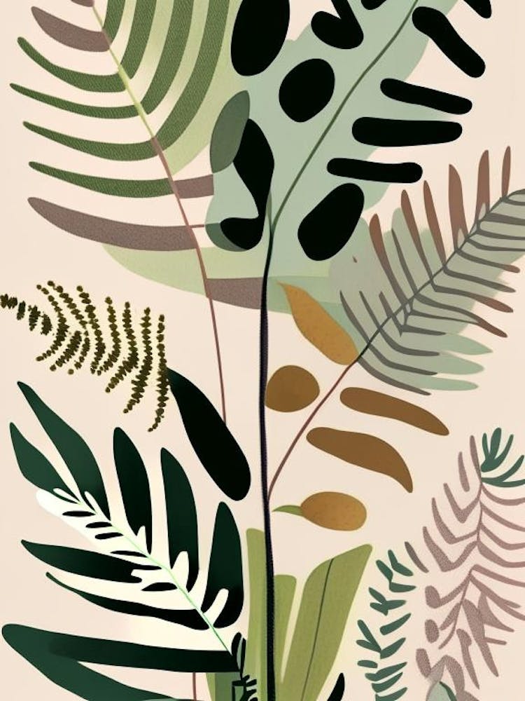 Interrupted Fern Wildflower Modern Muted Colours