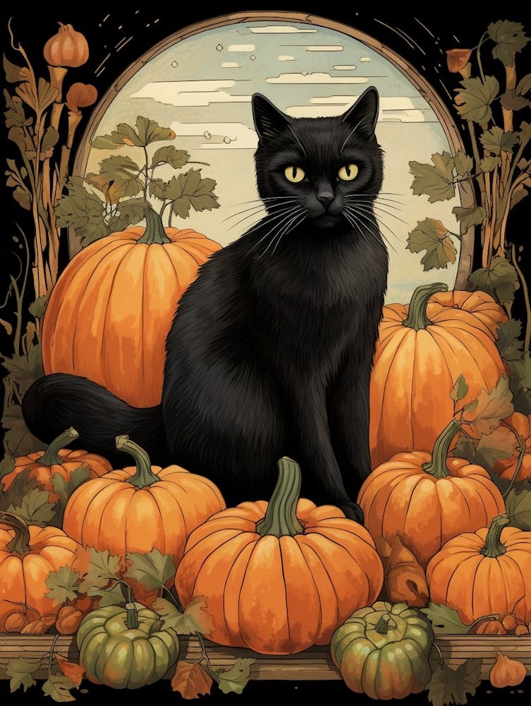 Cat With Pumpkins 7