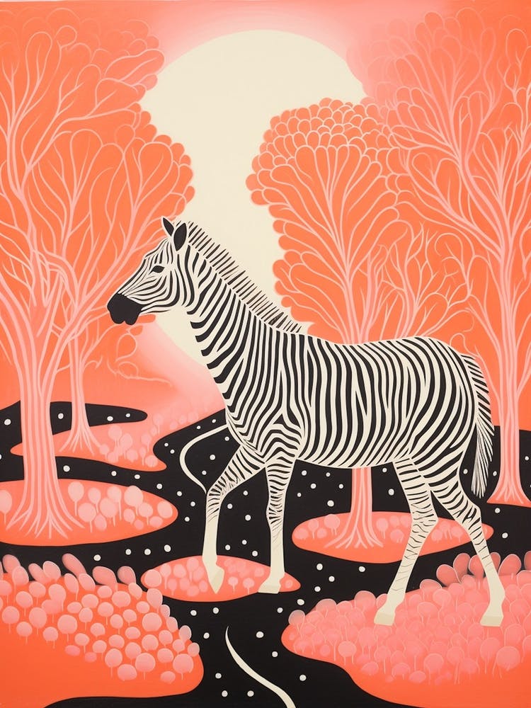 Zebra In The Trees Coral 2