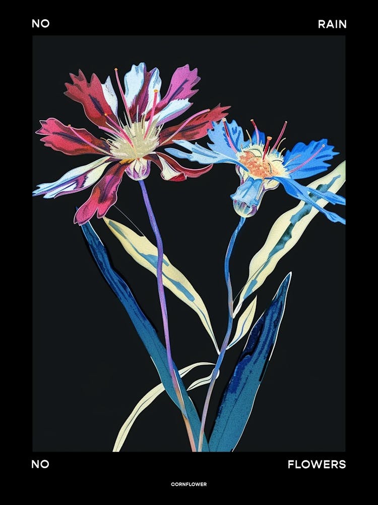 No Rain No Flowers Poster Cornflower 2