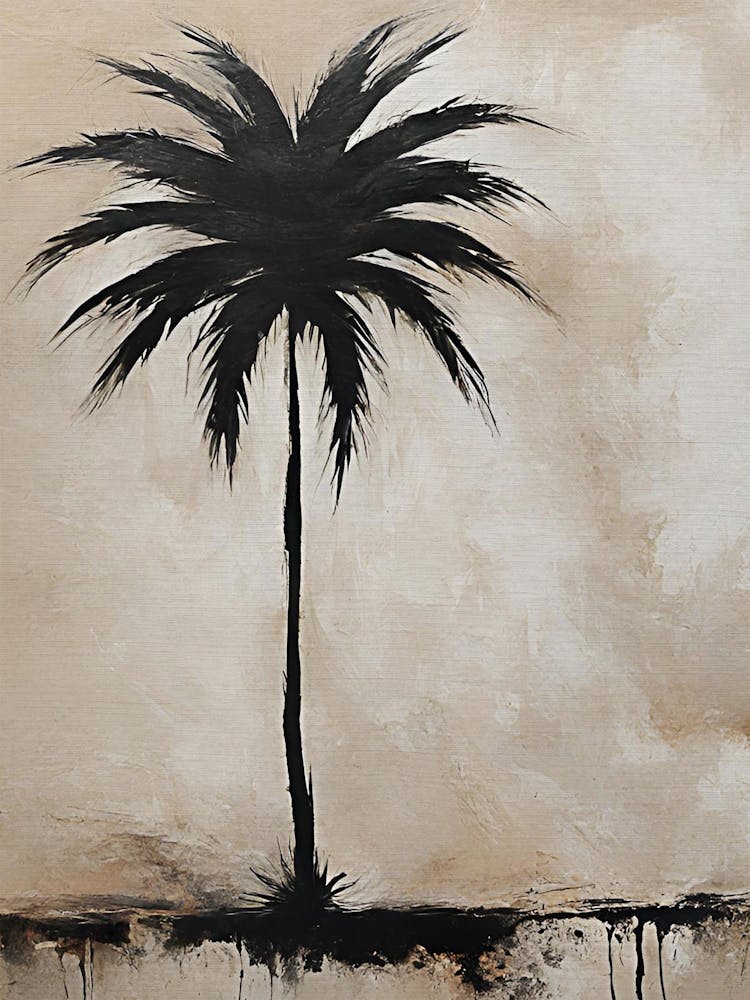 Ink and watercolor palm tree coastal artwork
