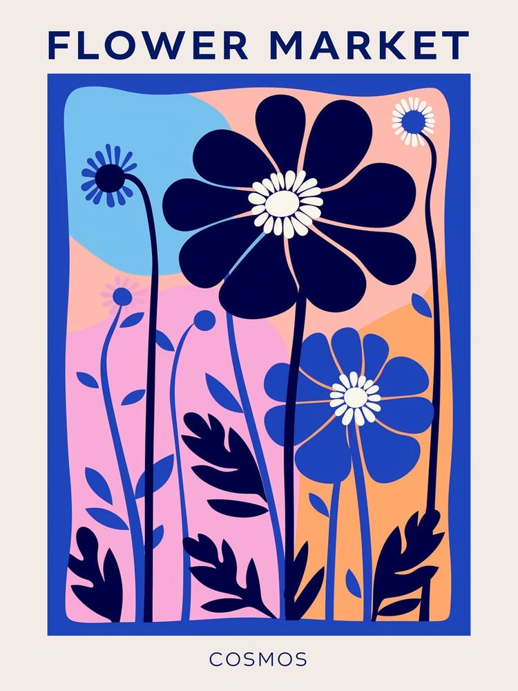 Blue Flower Market Poster Cosmos 3