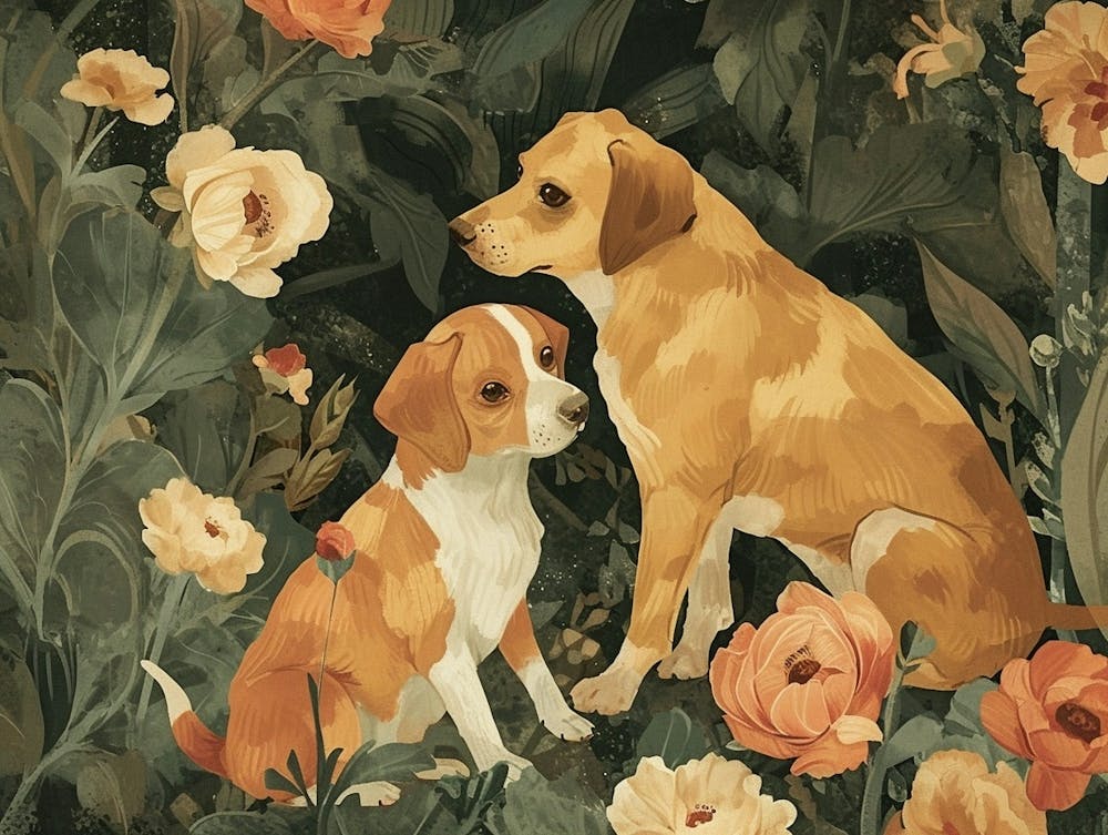 Illustration florale animale Chien 2