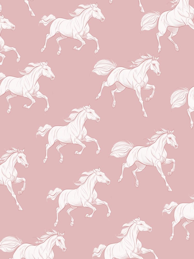 Horses On A Pink Background