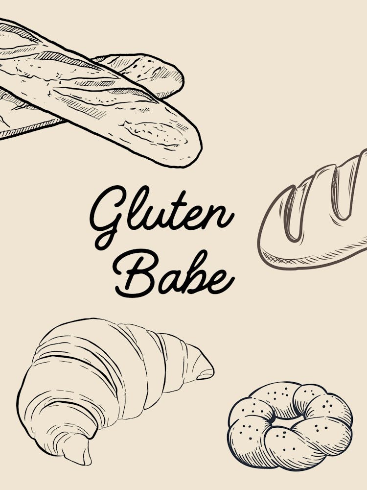 Gluten Babe B&W Poster