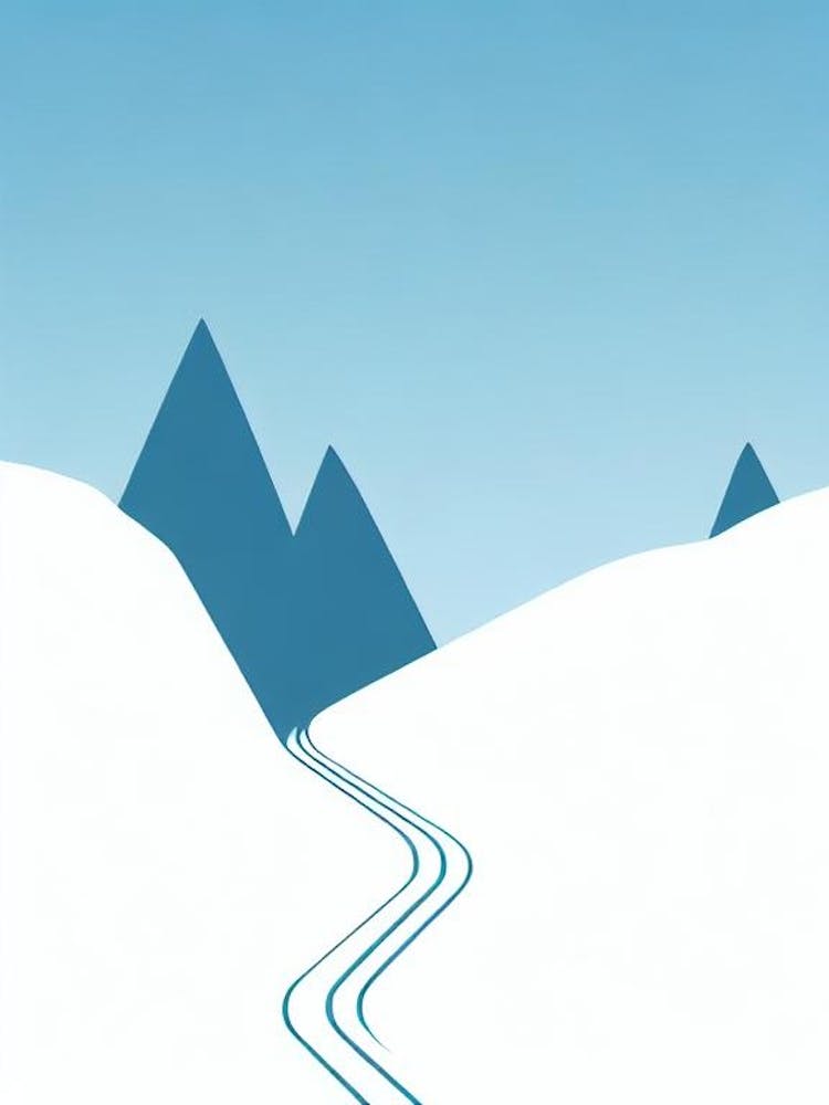 Treble Cone, New Zealand Minimal Skiing Poster