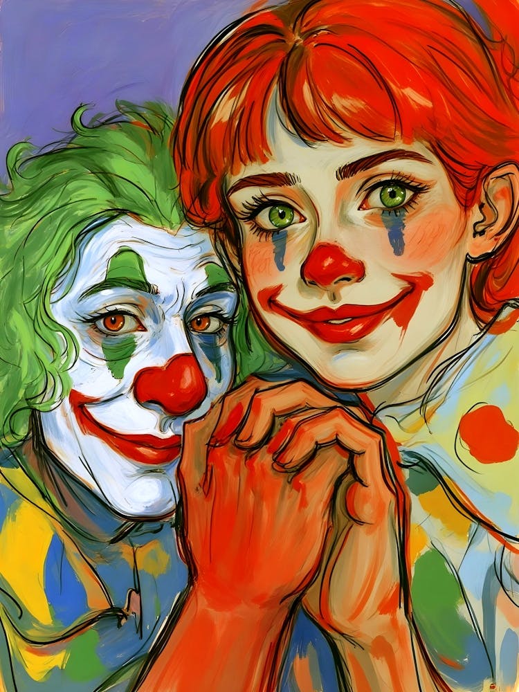 Clown Couple Portrait, Poster