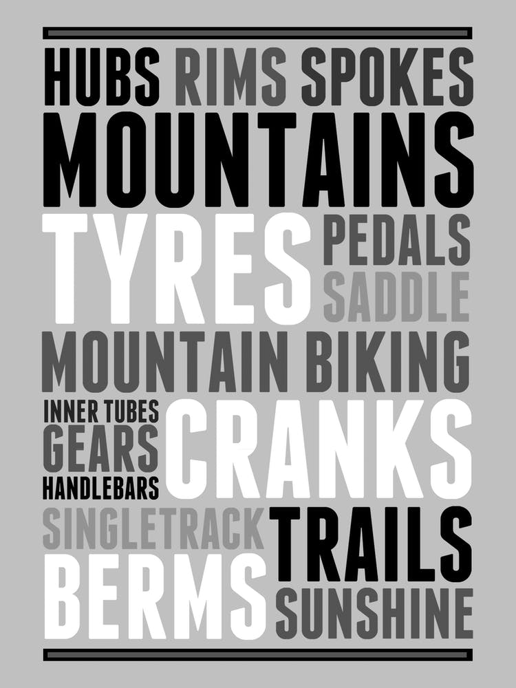 Mountain Bikes Thoughts Cycling Print | MTB Print | Bike Prints