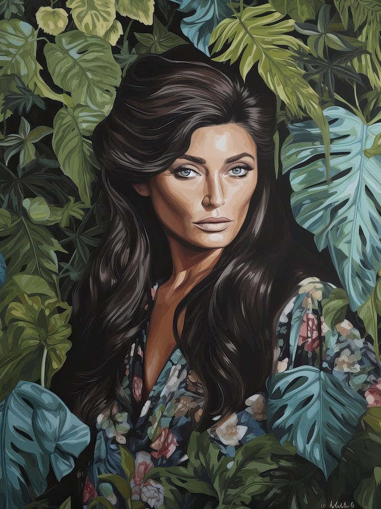 Floral Handpainted Portrait Of Kim Kardashian 2