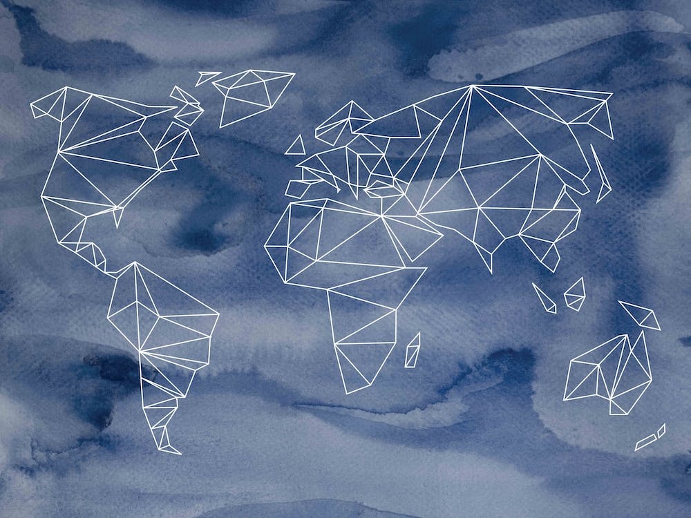 Geometrical World Indigo Aquarelle