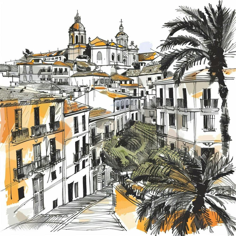 Sketch Of A City In Spain