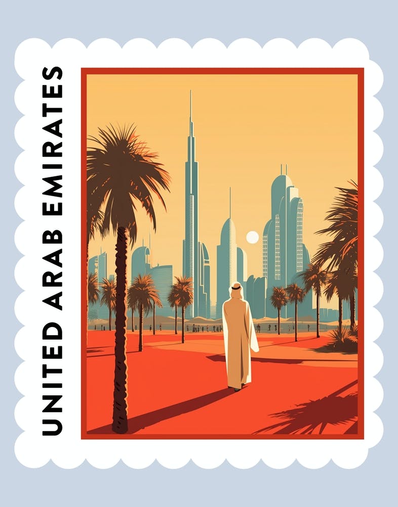 United Arab Emirates 2 Travel Stamp Poster