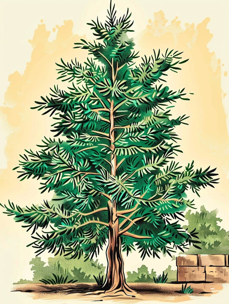 Cedar Tree Storybook Illustration 3