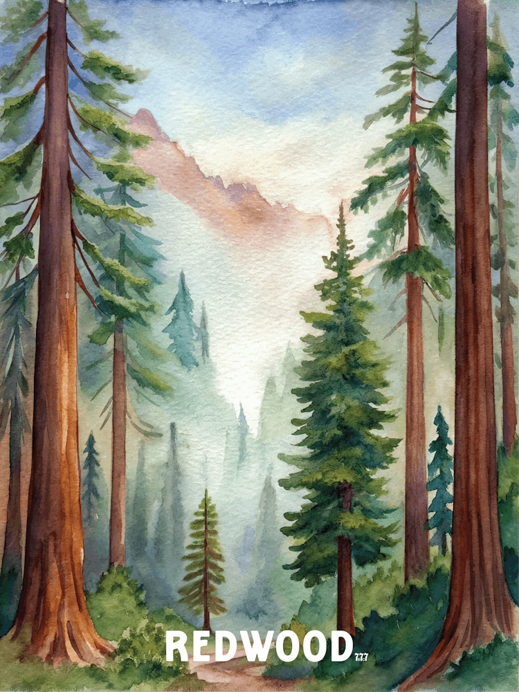 Redwood National Park Watercolor Painting