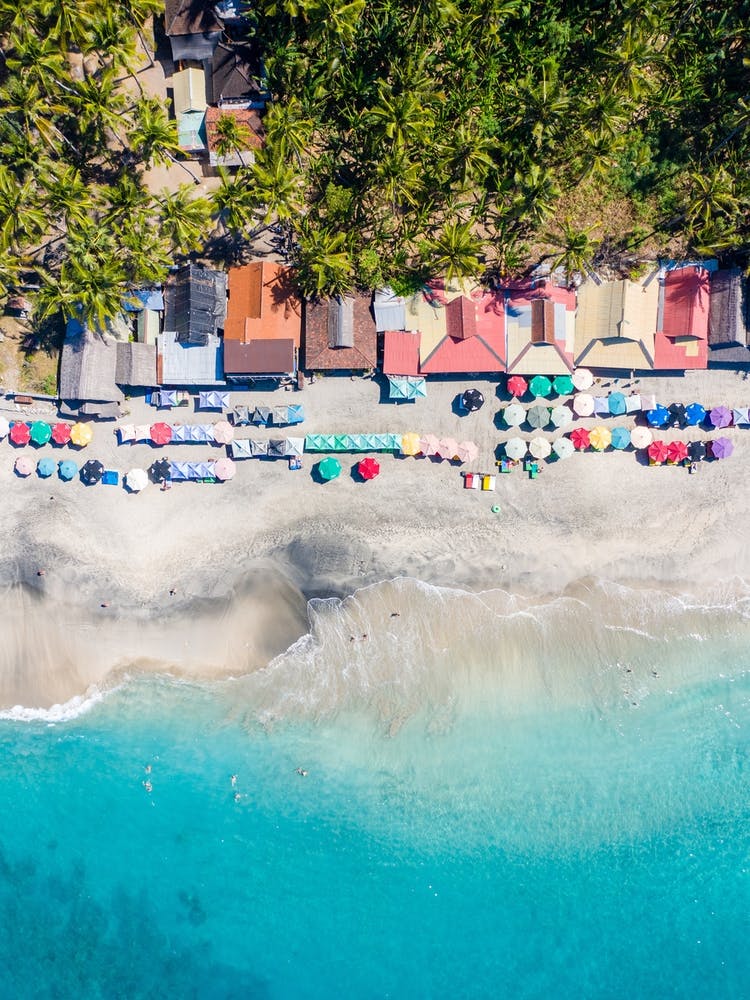 Bali Beach Umbrellas From Above