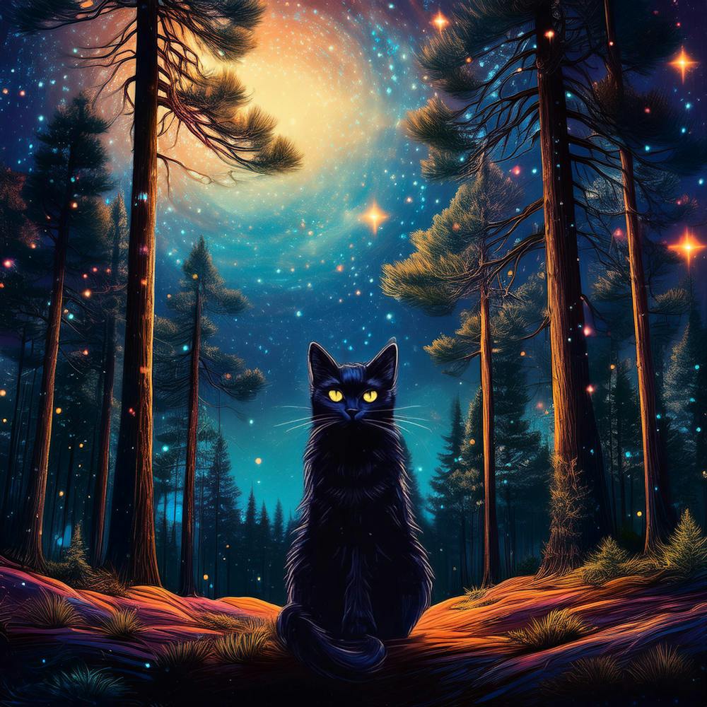 Black Cat In The Forest 1