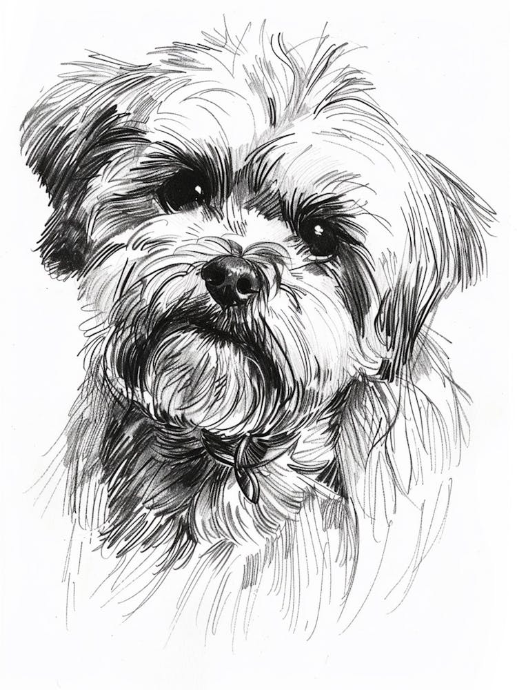 Chien maltais Croquis au trait 1