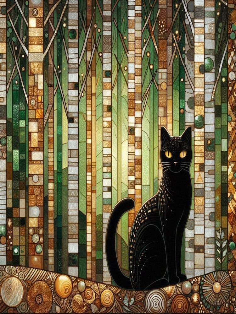 gustav Black Cat In The Forest