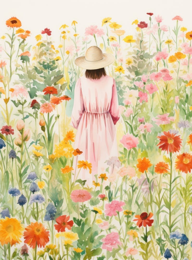 Girl In A Flower Field