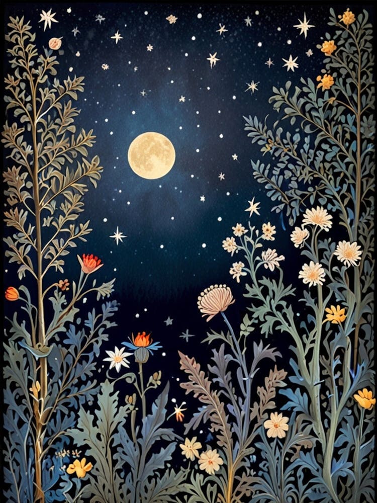 WILLIAM MORRIS Moonlight In The Garden 1