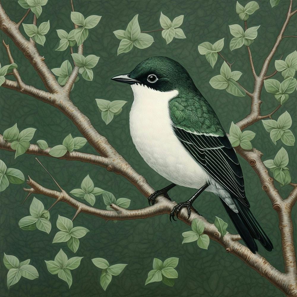 Ohara Koson Inspired Bird Painting European Robin 1 Square