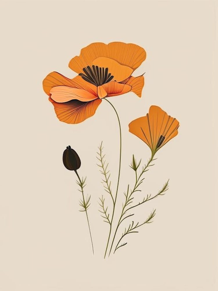 California Poppy Spices And Herbs Retro Minimal 2