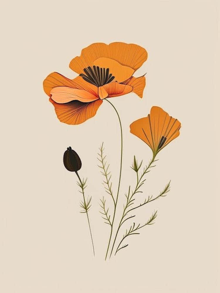 California Poppy Spices And Herbs Retro Minimal 2