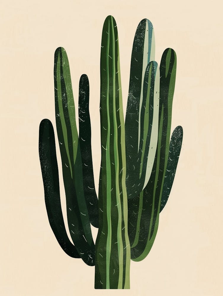 Ladyfinger Cactus Minimalist Abstract Illustration 3