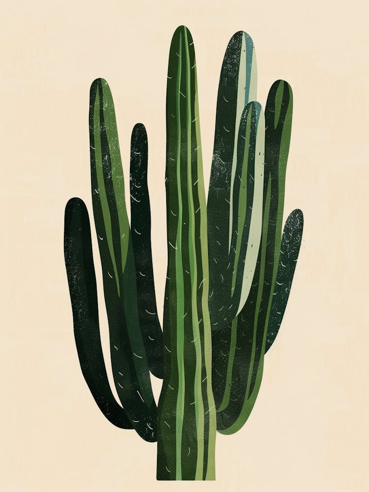 Ladyfinger Cactus Minimalist Abstract Illustration 3