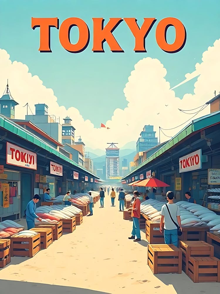 Tokyo Japan Vintage Digital Travel Poster 11
