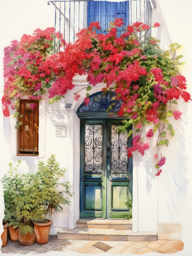 Cadiz, Spain   Mediterranean Doors Watercolour Painting 1