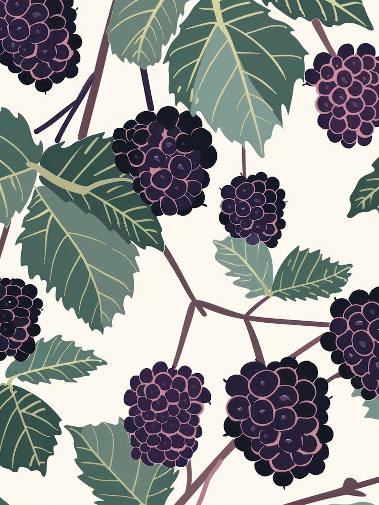 Blackberries Close Up Illustration 1