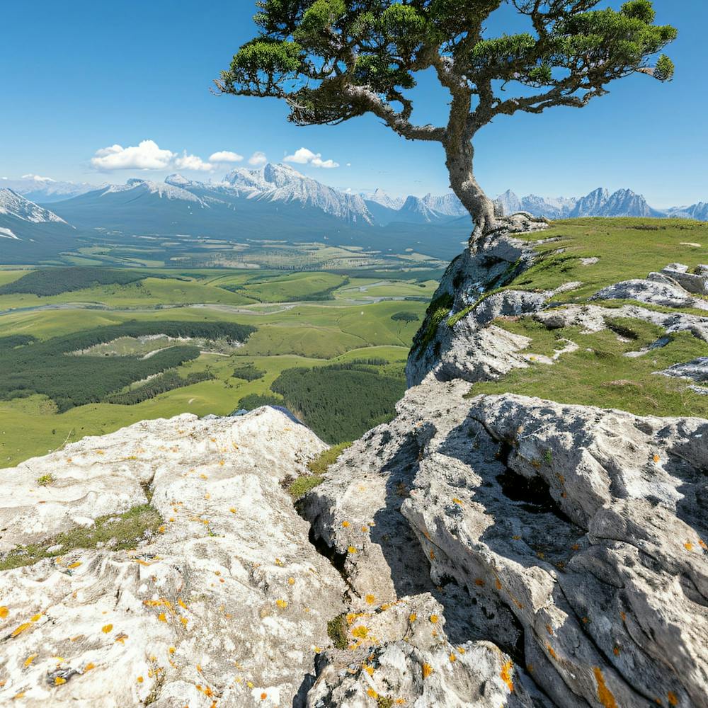 Arbre Solitaire Sur Une Falaise