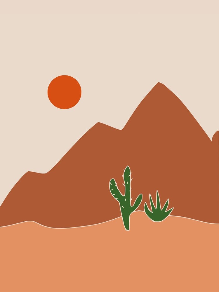 Mountains And Cactus