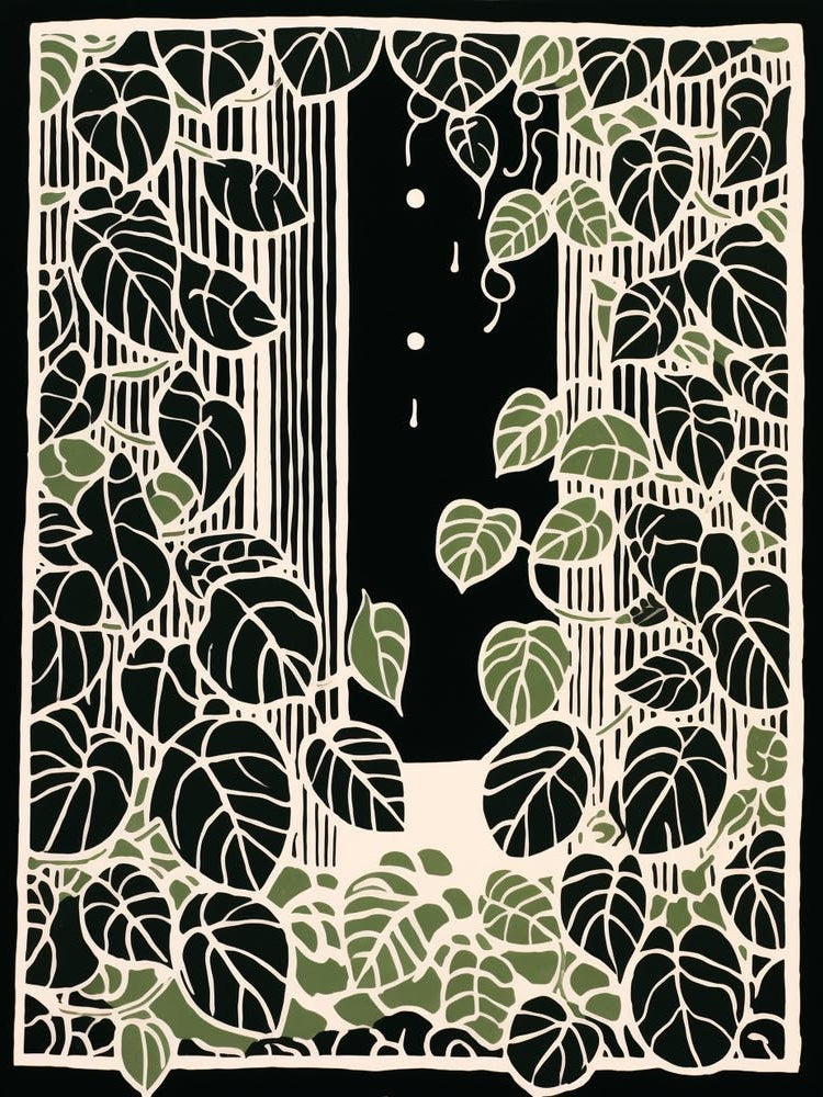 B&W Plant Illustration Pothos 2