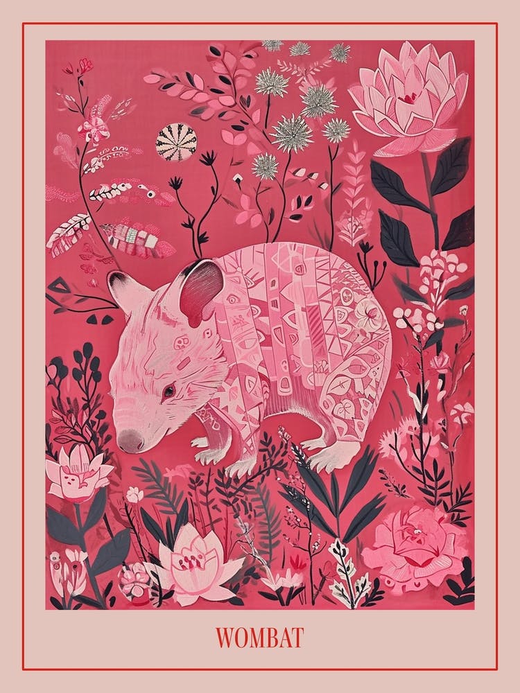 Floral Animal Painting Wombat 2 Poster