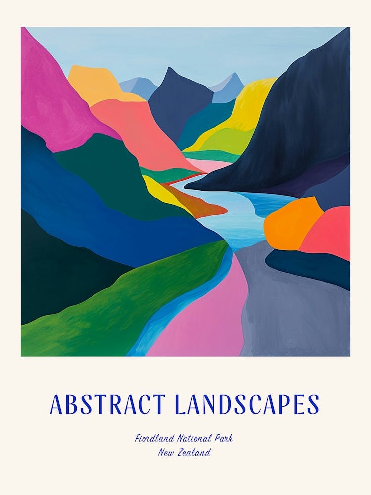 Colourful Abstract Fiordland National Park New Zealand 6 Poster Blue